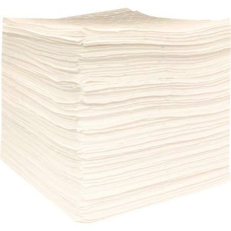 EVOLUTION SORBENT PRODUCTS Global Industrial Oil Only Sorbent Pads, Lightweight, 15inW x 18inL, White, 200/Pack 670634